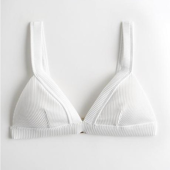 Hollister Other - 🔴 3 for $10 Hollister White Ribbed Triangle Bikini Top